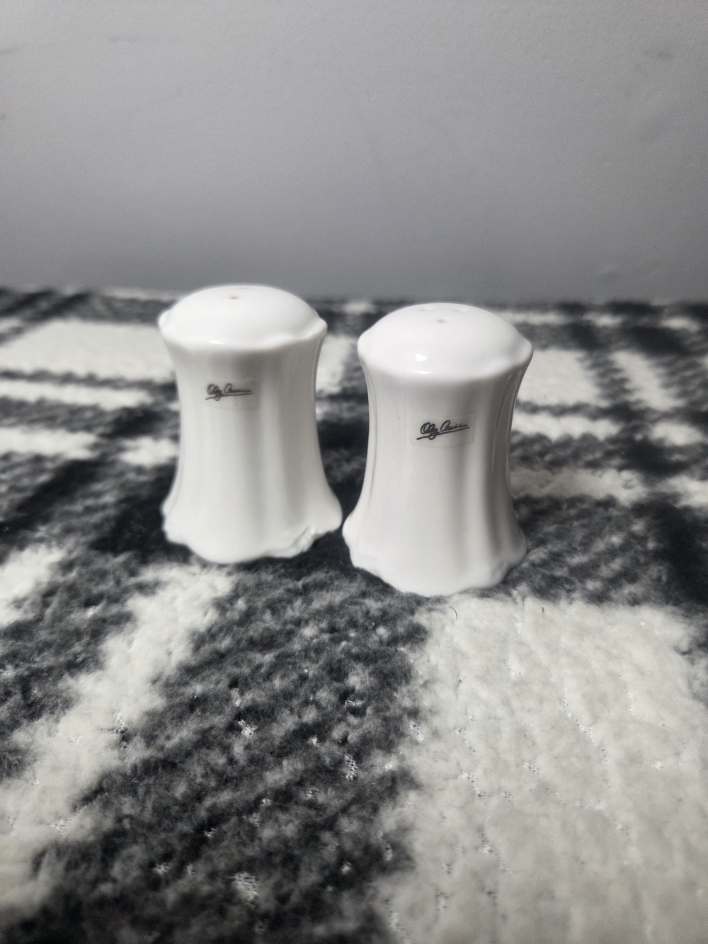 Vintage Oleg Cassini White Porcelain Salt and Pepper Shakers